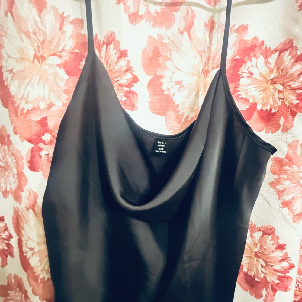SHEIN Black Satin Cowl Neck top